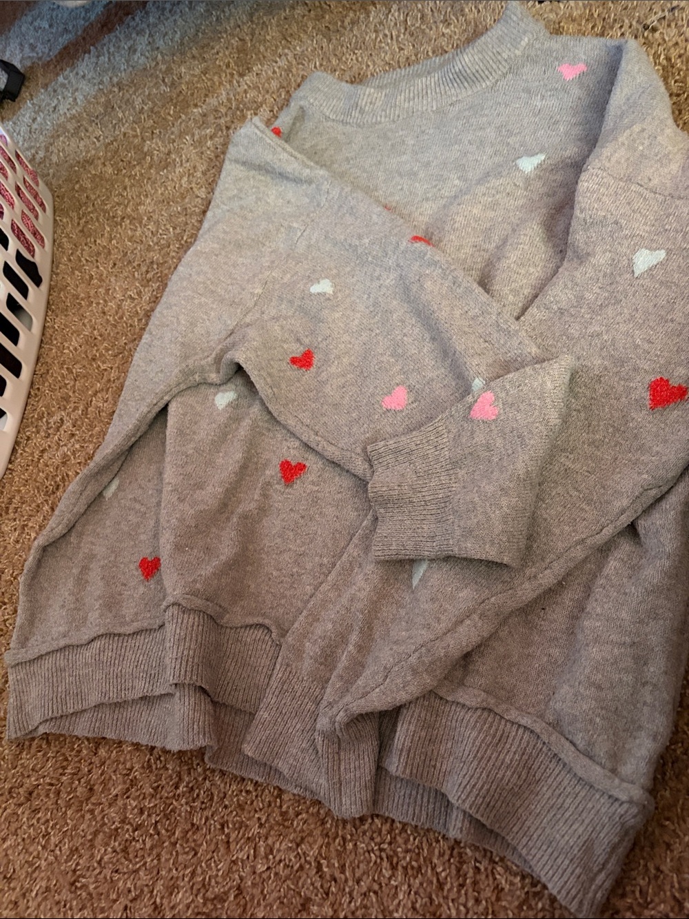 Gray Heart-Print Women's Sweater